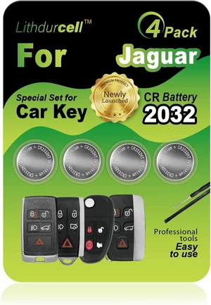 Key Fob Battery Replacement for Jaguar S-Type XJ8 X-Type XFR XK XKR F-Type XJ XF F-Pace XE (4-Pack), DIY with Pry Tools, CR2032 Key Fob Battery Replacement for Jaguar S-Type XJ8 X-Type XFR XK XKR F-Type XJ XF F-Pace XE (4-Pack), DIY with Pry Tools, CR2032