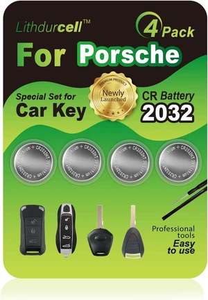 Key Fob Battery Replacement for Porsche Cayenne 911 718 Boxter Cayman Cayenne Macan Pa na me ra Taycan Carrera GT 918 Spyder (4-Pack), DIY with Pry Tools, CR2032 Key Fob Battery Replacement for Porsche Cayenne 911 718 Boxter Cayman Cayenne Macan Pa na me ra Taycan Carrera GT 918 Spyder (4-Pack), DIY with Pry Tools, CR2032