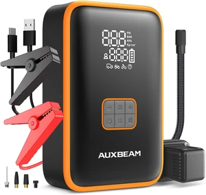Auxbeam Jump Starter with Air Compressor 3000A Car Battery Jump Starter (6.5 Gas/3.0L Diesel) with 150PSI Cordless Tire Inflator 12V Jumper Box for Car Battery Portable for Compact Vehicle Auxbeam Jump Starter with Air Compressor 3000A Car Battery Jump Starter (6.5 Gas/3.0L Diesel) with 150PSI Cordless Tire Inflator 12V Jumper Box for Car Battery Portable for Compact Vehicle