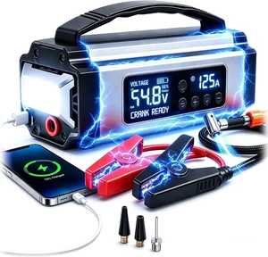 Portable 10-in-1 Car Battery Jump Starter with 150PSI Air Compressor 65W Charger Premium Roadside Emergency Power Station Jump Box & Power Bank for Family Travel SUV Truck Portable 10-in-1 Car Battery Jump Starter with 150PSI Air Compressor 65W Charger Premium Roadside Emergency Power Station Jump Box & Power Bank for Family Travel SUV Truck