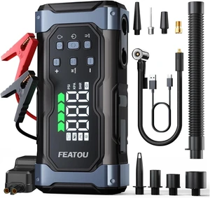 High-Power 9000A Jump Starter with Air Compressor, 12V Car Battery Jump Starter, Portable Jump Box for Car(All Gas/14L Diesel) with Tire Inflator, PD 30W Fast Charge, Forced Boost Battery Jumper High-Power 9000A Jump Starter with Air Compressor, 12V Car Battery Jump Starter, Portable Jump Box for Car(All Gas/14L Diesel) with Tire Inflator, PD 30W Fast Charge, Forced Boost Battery Jumper