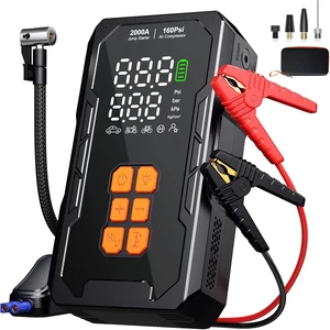 Jump Starter with Air Compressor, 12V Car Battery Jumper Starter Portable for 8.0L Gas/6.0L Diesel, Car Battery Charger Jump Box with 160PSI Auto-Shutoff Tire Inflator and Storage Case, Black Jump Starter with Air Compressor, 12V Car Battery Jumper Starter Portable for 8.0L Gas/6.0L Diesel, Car Battery Charger Jump Box with 160PSI Auto-Shutoff Tire Inflator and Storage Case, Black