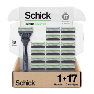 Schick Hydro Sensitive 5-Blade Razors for Men, 1 Handle & 17 Refills Schick Hydro Sensitive 5-Blade Razors for Men, 1 Handle & 17 Refills