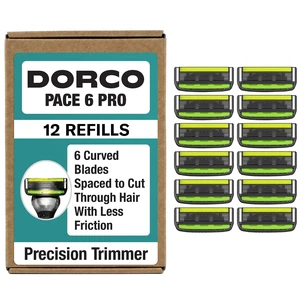 DORCO Pace 6 Pro Razor Blade Refills - Six Blade Cartridges with Trimmer, Vitamin E & Aloe Vera Strip - 12 Count, Fits Pace Pro Handles Only (No Handle Included) DORCO Pace 6 Pro Razor Blade Refills - Six Blade Cartridges with Trimmer, Vitamin E & Aloe Vera Strip - 12 Count, Fits Pace Pro Handles Only (No Handle Included)