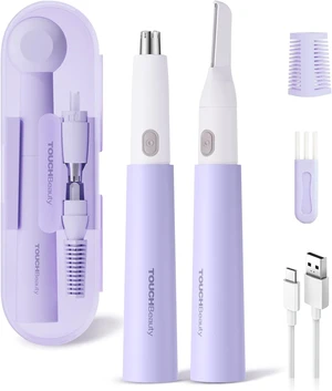 TOUCHBeauty Nose and Ear Hair Trimmer for Women Men, 2-in-1 USB-C Rechargeable Eyebrow Trimmer & Facial Hair Removal, Waterproof Dual-Edge Nasal Hair Clipper with Storage Case (Purple) TOUCHBeauty Nose and Ear Hair Trimmer for Women Men, 2-in-1 USB-C Rechargeable Eyebrow Trimmer & Facial Hair Removal, Waterproof Dual-Edge Nasal Hair Clipper with Storage Case (Purple)