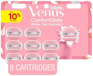 Venus ComfortGlide White Tea Women's Razor Blades, with Built-in Shave Gel Bars, 8 Razor Blade Refills Venus ComfortGlide White Tea Women's Razor Blades, with Built-in Shave Gel Bars, 8 Razor Blade Refills