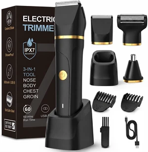 Beard Trimmer for Men,Manscape 3-in-1 Electric Razor Groin Groomer,IPX7 Waterproof Wet/Dry,Versatile Body Hair Trimmer for Ball/Beard/Nose,USB Rechargeable & Nose/Shaves Head,Glossy Black Beard Trimmer for Men,Manscape 3-in-1 Electric Razor Groin Groomer,IPX7 Waterproof Wet/Dry,Versatile Body Hair Trimmer for Ball/Beard/Nose,USB Rechargeable & Nose/Shaves Head,Glossy Black