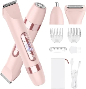 Hatteker 4-in-1 Women's Electric Razor, Dual-Head Body Hair Trimmer for Women, IPX7 Waterproof Rechargeable Bikini Trimmer & Facial Hair Remover for Legs, Armpits, Face, Nose, Eyebrows, Pink Hatteker 4-in-1 Women's Electric Razor, Dual-Head Body Hair Trimmer for Women, IPX7 Waterproof Rechargeable Bikini Trimmer & Facial Hair Remover for Legs, Armpits, Face, Nose, Eyebrows, Pink