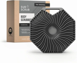 Sud Scrub® Antimicrobial Silicone Body Scrubber, Exfoliating Body Brush for Sensitive Skin, Antibacterial Shower Scrubber for Body, Bathroom Essentials for Men & Women, Charcoal Sud Scrub® Antimicrobial Silicone Body Scrubber, Exfoliating Body Brush for Sensitive Skin, Antibacterial Shower Scrubber for Body, Bathroom Essentials for Men & Women, Charcoal