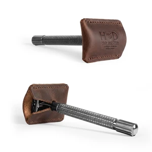 Hide & Drink, Leather Double Edge Safety Razor Head Protective Sheath, Shaving Travel Cover Handmade (Bourbon Brown) Hide & Drink, Leather Double Edge Safety Razor Head Protective Sheath, Shaving Travel Cover Handmade (Bourbon Brown)