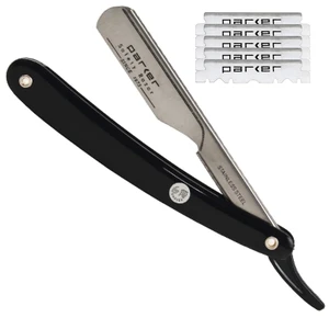 Parker PTB Barber Straight Razor with 5 Half Blades - Push Type Insert Parker PTB Barber Straight Razor with 5 Half Blades - Push Type Insert