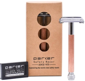 Parker 29L Rose Gold, Long Handle Butterfly Open Double Edge Safety Razor for Men & Women, 5 Parker Premium Platinum Double Edge Razor Blades Included Parker 29L Rose Gold, Long Handle Butterfly Open Double Edge Safety Razor for Men & Women, 5 Parker Premium Platinum Double Edge Razor Blades Included