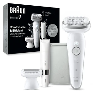 Braun Silk-épil 9 Epilator, Pivoting Head, Wet and Dry, Includes Body Trimmer, Shaver Head and Trimmer Comb, SES9-441 Braun Silk-épil 9 Epilator, Pivoting Head, Wet and Dry, Includes Body Trimmer, Shaver Head and Trimmer Comb, SES9-441