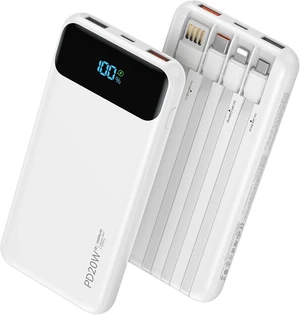 Nusyddy Portable Charger 10000mAh with 4 Built-in Cables & 6 Outputs White Nusyddy Portable Charger 10000mAh with 4 Built-in Cables & 6 Outputs White