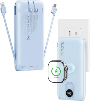 Portable Charger 10000mAh 20W, Wall Plug, 2 Cables, iWatch Charging Portable Charger 10000mAh 20W, Wall Plug, 2 Cables, iWatch Charging
