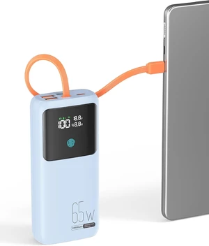 Portable Laptop Charger 24000mAh 65W w/USB C Built-in Cable Blue Portable Laptop Charger 24000mAh 65W w/USB C Built-in Cable Blue