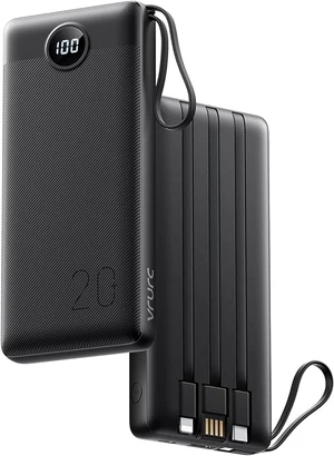 VRURC Portable Charger 20000mAh, Built-in Cables Fast Charging Power Bank, PD QC 3.0 Travel Essentials Battery Pack, 4 Output & 2 Input Phone Charger for iPhone, Samsung, Android VRURC Portable Charger 20000mAh, Built-in Cables Fast Charging Power Bank, PD QC 3.0 Travel Essentials Battery Pack, 4 Output & 2 Input Phone Charger for iPhone, Samsung, Android