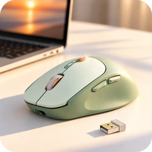 Wireless Mouse, Bluetooth 5.0 & 2.4G, Visible Battery Indicator - Green Wireless Mouse, Bluetooth 5.0 & 2.4G, Visible Battery Indicator - Green