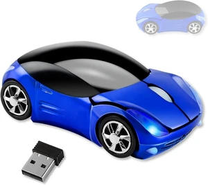 HuGuWdy Blue Cute Wireless Mouse2.4G with USB Reciver 1600DPI Car Mouse for Computer Laptop Tablet for Windows for Mac OS for ChristmasBlue