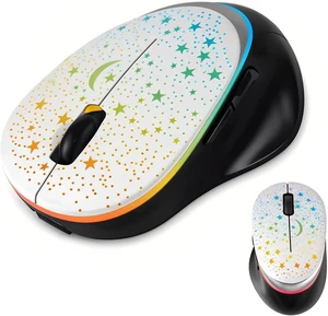 elec Space Bluetooth Wireless Mouse with Starry Sky RGB Backlight& Gradient Breathing Light - Ergonomic Dual Mode Rechargeable Mouse, Type-C Charging - Perfect for Office, Gaming & Travel (White) elec Space Bluetooth Wireless Mouse with Starry Sky RGB Backlight& Gradient Breathing Light - Ergonomic Dual Mode Rechargeable Mouse, Type-C Charging - Perfect for Office, Gaming & Travel (White)