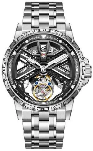 EEIJOY Flying Tourbillon Mechanical Watch Men | Caliber 8005 Manual | Sapphire Crystal | 316L Steel | BGW9 Lume | 30M Water Resistant | Skeleton | Bonus Leather Strap EEIJOY Flying Tourbillon Mechanical Watch Men | Caliber 8005 Manual | Sapphire Crystal | 316L Steel | BGW9 Lume | 30M Water Resistant | Skeleton | Bonus Leather Strap