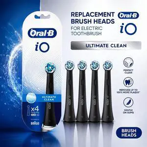 Oral-B iO Ultimate Clean Replacement Brush Heads, 4 Count Black, Refills Only Compatible with Oral-B iO Series Electric Toothbrushes Oral-B iO Ultimate Clean Replacement Brush Heads, 4 Count Black, Refills Only Compatible with Oral-B iO Series Electric Toothbrushes