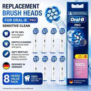 Oral-B Pro Sensitive Clean Replacement Brush Heads, 8 Count, Compatible with All Rotating Oral-B Electric Toothbrushes Except iO Series Oral-B Pro Sensitive Clean Replacement Brush Heads, 8 Count, Compatible with All Rotating Oral-B Electric Toothbrushes Except iO Series