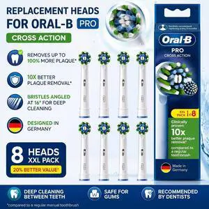Oral-B Pro Cross Action Replacement Brush Heads, 8 Count White, Compatible with All Rotating Oral-B Electric Toothbrushes Except iO Series Oral-B Pro Cross Action Replacement Brush Heads, 8 Count White, Compatible with All Rotating Oral-B Electric Toothbrushes Except iO Series