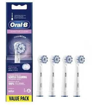 Oral-B Sensitive Clean Clean&Care Replacement Brush Heads, 4 Count, Compatible with All Rotating Oral-B Handles Except Pulsonic & iO Series Oral-B Sensitive Clean Clean&Care Replacement Brush Heads, 4 Count, Compatible with All Rotating Oral-B Handles Except Pulsonic & iO Series
