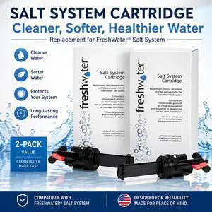 FreshWater Salt System Replacement Cartridge 2 Pack, Chlorine Generating Cartridge Compatible with Hot Spring Highlife, Limelight, Caldera Utopia & Paradise Series Hot Tubs FreshWater Salt System Replacement Cartridge 2 Pack, Chlorine Generating Cartridge Compatible with Hot Spring Highlife, Limelight, Caldera Utopia & Paradise Series Hot Tubs