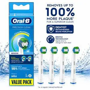 For OralB Electric Toothbrush Replacement Heads Precision Clean, 4 Count, DeepClean Bristles for Teeth & Gum Care For OralB Electric Toothbrush Replacement Heads Precision Clean, 4 Count, DeepClean Bristles for Teeth & Gum Care