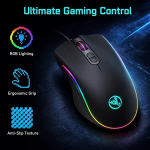 Ergonomic Wired RGB Gaming Mouse, 6 Buttons, Colorful Gradient Lighting, Anti-Slip Side Texture for Computer Gaming Ergonomic Wired RGB Gaming Mouse, 6 Buttons, Colorful Gradient Lighting, Anti-Slip Side Texture for Computer Gaming