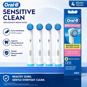 Oral-B Sensitive Clean Replacement Brush Heads, 4 Count, Extra Soft Bristles for Gentle Gum Care, Compatible with Oral-B Electric Toothbrushes Oral-B Sensitive Clean Replacement Brush Heads, 4 Count, Extra Soft Bristles for Gentle Gum Care, Compatible with Oral-B Electric Toothbrushes