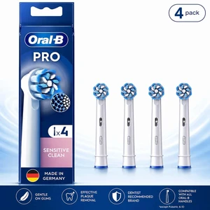 Oral-B Pro Sensitive Clean Replacement Brush Heads, 4 Count, Extra Soft Bristles Gentle on Gums, Compatible with Oral-B Electric Toothbrushes Oral-B Pro Sensitive Clean Replacement Brush Heads, 4 Count, Extra Soft Bristles Gentle on Gums, Compatible with Oral-B Electric Toothbrushes