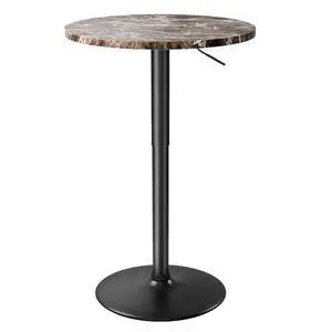 Flamaker Round Bistro Pub Table 23.6 Inch Height Adjustable 360° Swivel Bar Table Metal Base for Pub, Dining Room, Party (1, Marble-Black) Flamaker Round Bistro Pub Table 23.6 Inch Height Adjustable 360° Swivel Bar Table Metal Base for Pub, Dining Room, Party (1, Marble-Black)