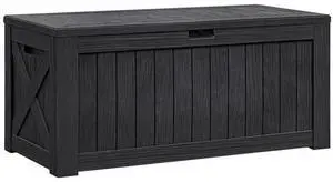 Flamaker Resin Deck Box 120 Gallon Waterproof Large Outdoor Indoor Storage Box Imitation Wood Resin for Patio Furniture Garden Tools and Pool (Black) Flamaker Resin Deck Box 120 Gallon Waterproof Large Outdoor Indoor Storage Box Imitation Wood Resin for Patio Furniture Garden Tools and Pool (Black)
