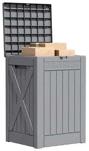 Flamaker 50 Gallon Deck Box, Package Delivery Box for Outside, Outdoor Package Drop Container for Gifts, Waterproof Plastic Storage Container with Lockable Secure for Porch (Gray) Flamaker 50 Gallon Deck Box, Package Delivery Box for Outside, Outdoor Package Drop Container for Gifts, Waterproof Plastic Storage Container with Lockable Secure for Porch (Gray)
