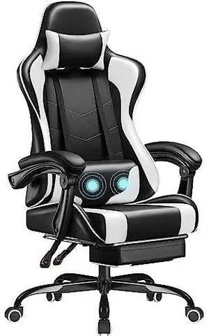 Homall Gaming Chair, Video Game Chair with Footrest and Massage Lumbar Support, Ergonomic Computer Chair Height Adjustable with Swivel Seat and Headrest (White) Homall Gaming Chair, Video Game Chair with Footrest and Massage Lumbar Support, Ergonomic Computer Chair Height Adjustable with Swivel Seat and Headrest (White)