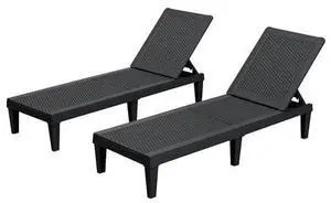 Homall Outdoor Lounge Chairs Set of 2, Quick Assembly & Waterproof Patio Chaise Lounge with Adjustable Backrest for Poolside, Beach, Garden (Black) Homall Outdoor Lounge Chairs Set of 2, Quick Assembly & Waterproof Patio Chaise Lounge with Adjustable Backrest for Poolside, Beach, Garden (Black)