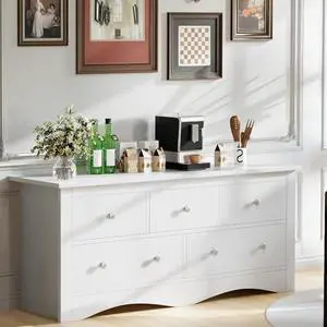 Furmax 5 Dresser for Bedroom, Wood Dresser, Chest of Drawers, for TV up to 65 inch, TV Stand Storage Chest of Drawers for Hallway, Entryway, Living Room (White) Furmax 5 Dresser for Bedroom, Wood Dresser, Chest of Drawers, for TV up to 65 inch, TV Stand Storage Chest of Drawers for Hallway, Entryway, Living Room (White)