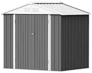 Devoko Outdoor Storage Shed 8 x 6 FT Lockable Metal Garden Shed Steel Anti-Corrosion Storage House with Single Lockable Door for Backyard Outdoor Patio (Gray) Devoko Outdoor Storage Shed 8 x 6 FT Lockable Metal Garden Shed Steel Anti-Corrosion Storage House with Single Lockable Door for Backyard Outdoor Patio (Gray)