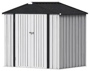 Devoko Outdoor Storage Shed 8 x 6 FT Lockable Metal Garden Shed Steel Anti-Corrosion Storage House with Single Lockable Door for Backyard Outdoor Patio (White) Devoko Outdoor Storage Shed 8 x 6 FT Lockable Metal Garden Shed Steel Anti-Corrosion Storage House with Single Lockable Door for Backyard Outdoor Patio (White)