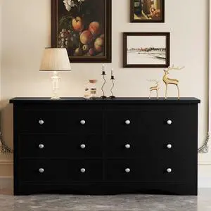 Furmax Dresser for Bedroom, 6 Wood Dresser, Chest of Drawers, for TV up to 65 inch, TV Stand Storage Chest of Drawers for Hallway Entryway (Black) Furmax Dresser for Bedroom, 6 Wood Dresser, Chest of Drawers, for TV up to 65 inch, TV Stand Storage Chest of Drawers for Hallway Entryway (Black)