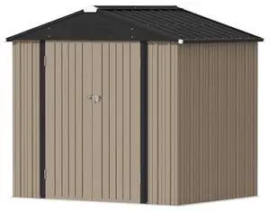 Devoko Outdoor Storage Shed 8 x 6 FT Lockable Metal Garden Shed Steel Anti-Corrosion Storage House with Single Lockable Door for Backyard Outdoor Patio (Brown) Devoko Outdoor Storage Shed 8 x 6 FT Lockable Metal Garden Shed Steel Anti-Corrosion Storage House with Single Lockable Door for Backyard Outdoor Patio (Brown)