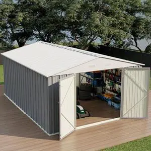 Devoko 10x12 FT Outdoor Storage Shed, Large Metal Storage Sheds with Lockable Door, Utility Garden Tool Shed with Sloping Roof, Outside Steel Storage Sheds for Patio Lawn Backyard, Gray Devoko 10x12 FT Outdoor Storage Shed, Large Metal Storage Sheds with Lockable Door, Utility Garden Tool Shed with Sloping Roof, Outside Steel Storage Sheds for Patio Lawn Backyard, Gray