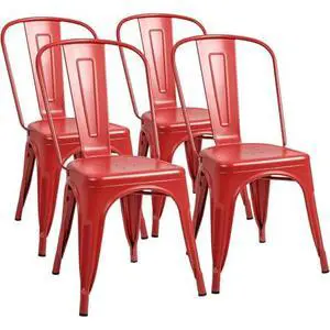 Furmax Metal Dining Chair Indoor Outdoor Use Stackable Classic Trattoria Chair Chic Dining Bistro Cafe Side Metal Chairs Set of 4 (Cerise) Furmax Metal Dining Chair Indoor Outdoor Use Stackable Classic Trattoria Chair Chic Dining Bistro Cafe Side Metal Chairs Set of 4 (Cerise)