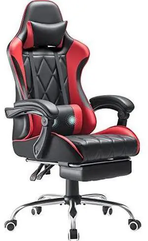 Homall Gaming Chair, Computer Chair with Footrest and Massage Lumbar Support, Ergonomic High Back Video Game Chair with Swivel Seat and Headrest (Red) Homall Gaming Chair, Computer Chair with Footrest and Massage Lumbar Support, Ergonomic High Back Video Game Chair with Swivel Seat and Headrest (Red)
