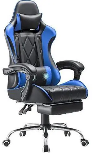 Homall Gaming Chair, Computer Chair with Footrest and Massage Lumbar Support, Ergonomic High Back Video Game Chair with Swivel Seat and Headrest (Blue) Homall Gaming Chair, Computer Chair with Footrest and Massage Lumbar Support, Ergonomic High Back Video Game Chair with Swivel Seat and Headrest (Blue)
