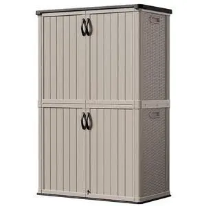 Devoko Outdoor Storage Cabinet 50 Cu Ft with Lockable Doors, Vertical Storage Shed Waterproof Patio Tools Storage Box for Sofa Cushions, Gardening Tools and Accessories (Beige) Devoko Outdoor Storage Cabinet 50 Cu Ft with Lockable Doors, Vertical Storage Shed Waterproof Patio Tools Storage Box for Sofa Cushions, Gardening Tools and Accessories (Beige)
