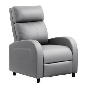 JUMMICO Recliner Chair Adjustable Home Theater Single Recliner Sofa Furniture with Thick Seat Cushion and Backrest Modern Living Room Recliners (Leather, Grey) JUMMICO Recliner Chair Adjustable Home Theater Single Recliner Sofa Furniture with Thick Seat Cushion and Backrest Modern Living Room Recliners (Leather, Grey)